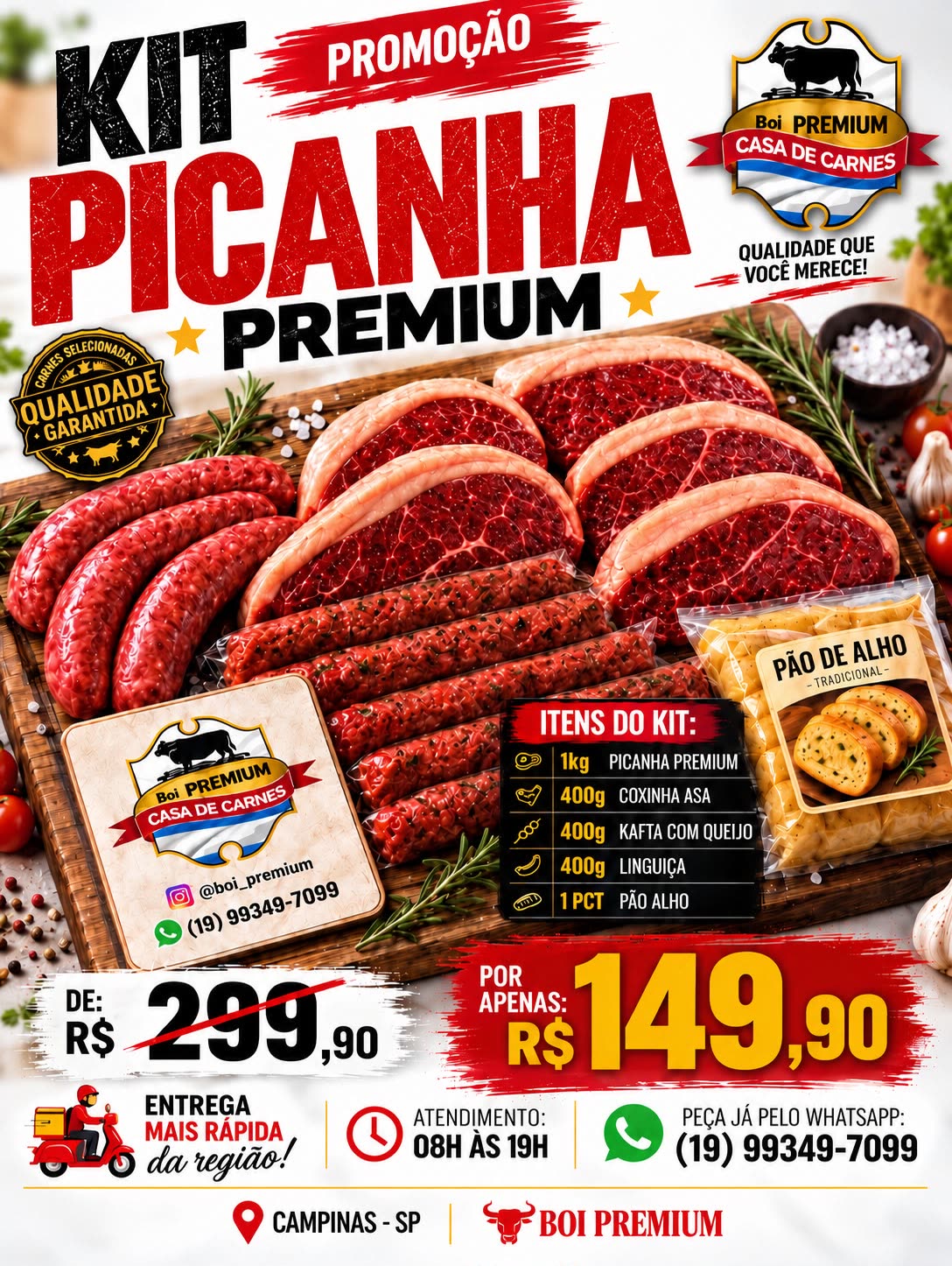 Oferta Boi Premium: Kit Picanha Premium por R$ 149,90